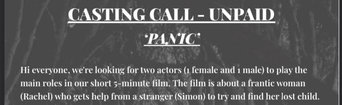 Job: Casting Call| PANIC | Actor Required!