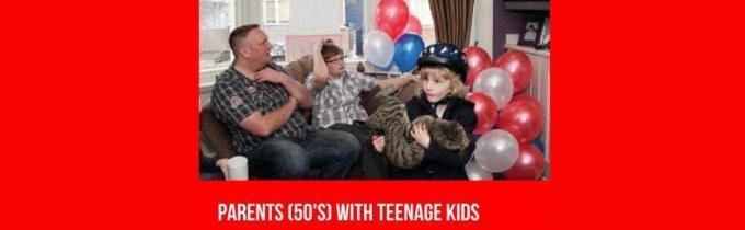 Job: London. {£1350} Parents in their 50s with Teenage Kids Needed for a TV Advertising Campaign